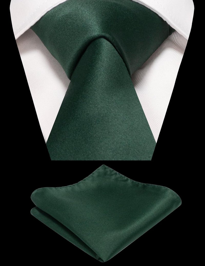 RBOCOTT Solid Color Tie and Pocket Square Hankerchief with Lapel Pin Set for Men - Image 2